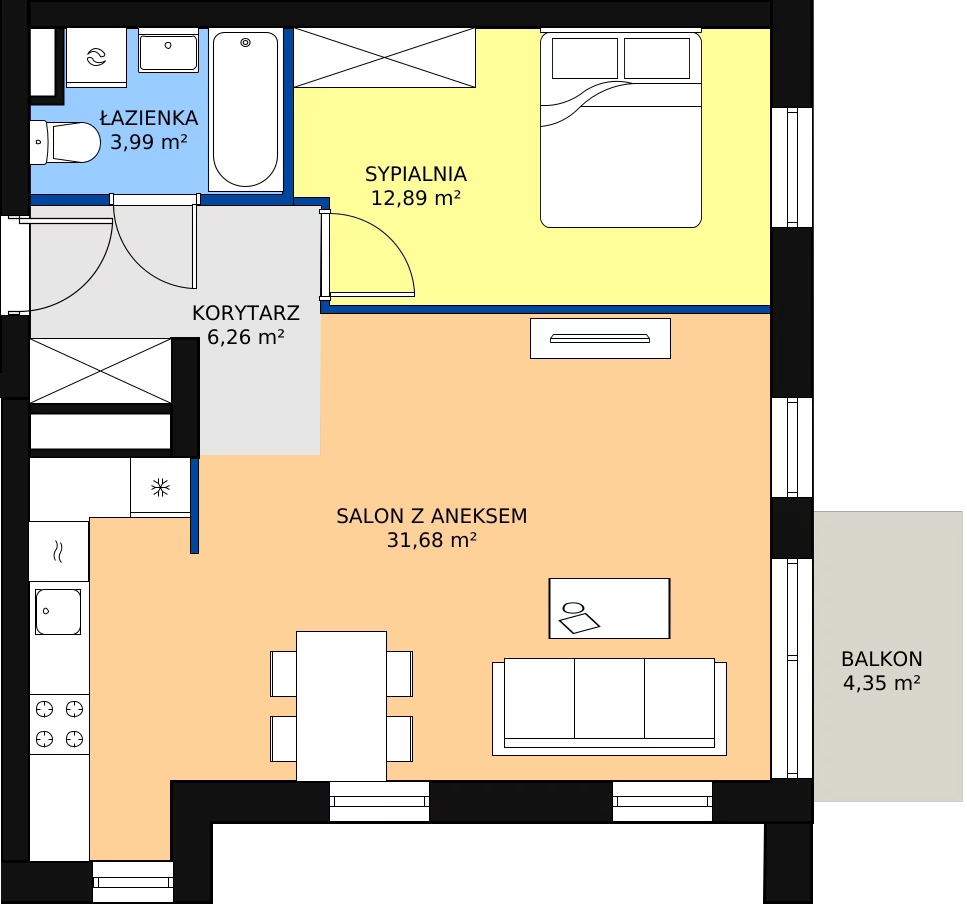 Zalety mieszkania 54.82 m², M84