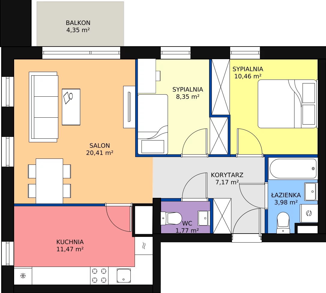 Zalety mieszkania 63.61 m², M85