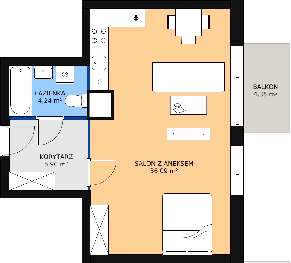 Zalety mieszkania 45.9 m², M95