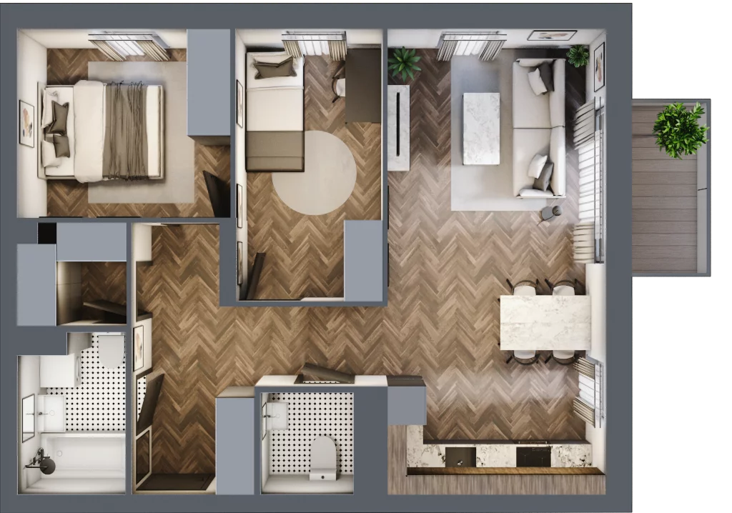 3 pokoje, mieszkanie 62,57 m², piętro 2, oferta nr M97, Osiedle Św. Barbary, Tarnobrzeg, Siarkowiec, ul. Świętej Barbary 9a