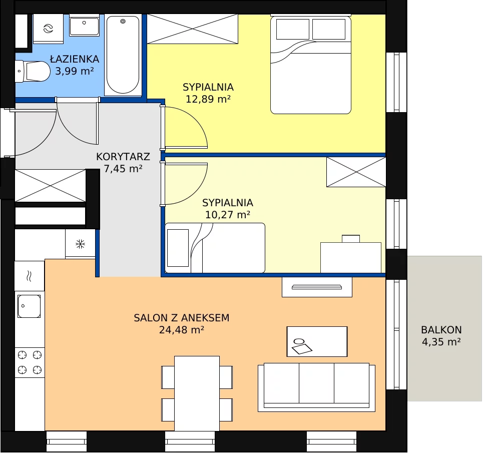 Zalety mieszkania 59.08 m², M100