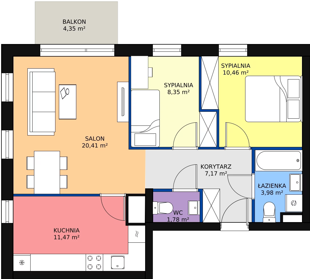 Zalety mieszkania 63.62 m², M101