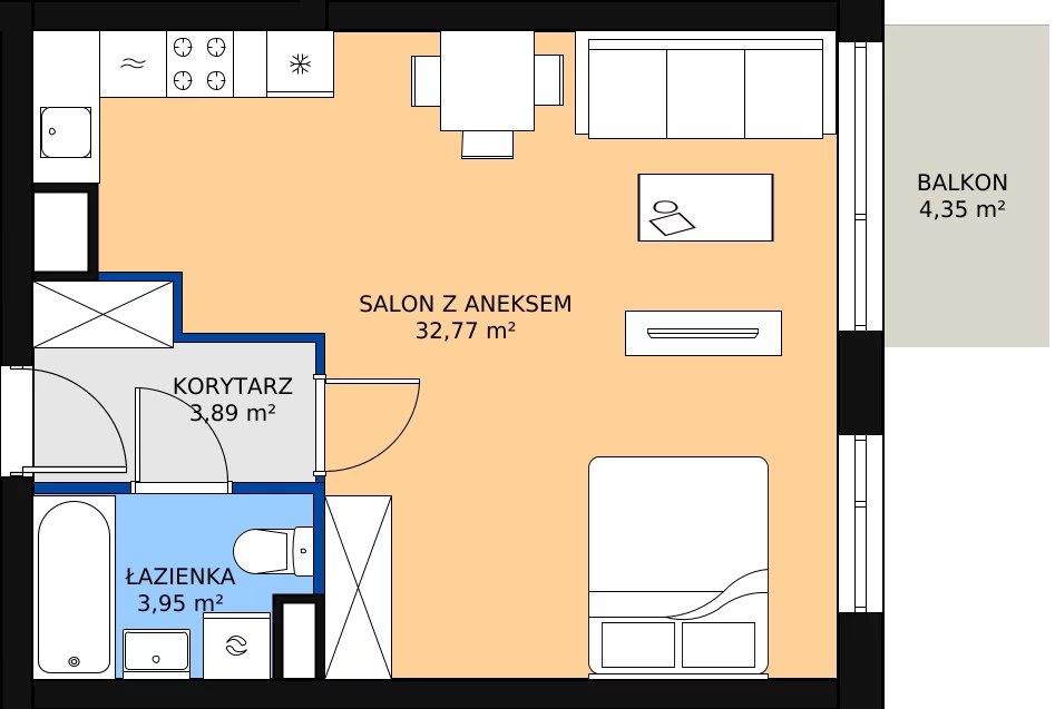 Zalety mieszkania 40.32 m², M104