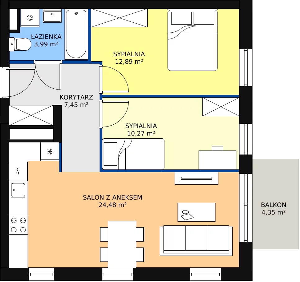 Zalety mieszkania 59.08 m², M108
