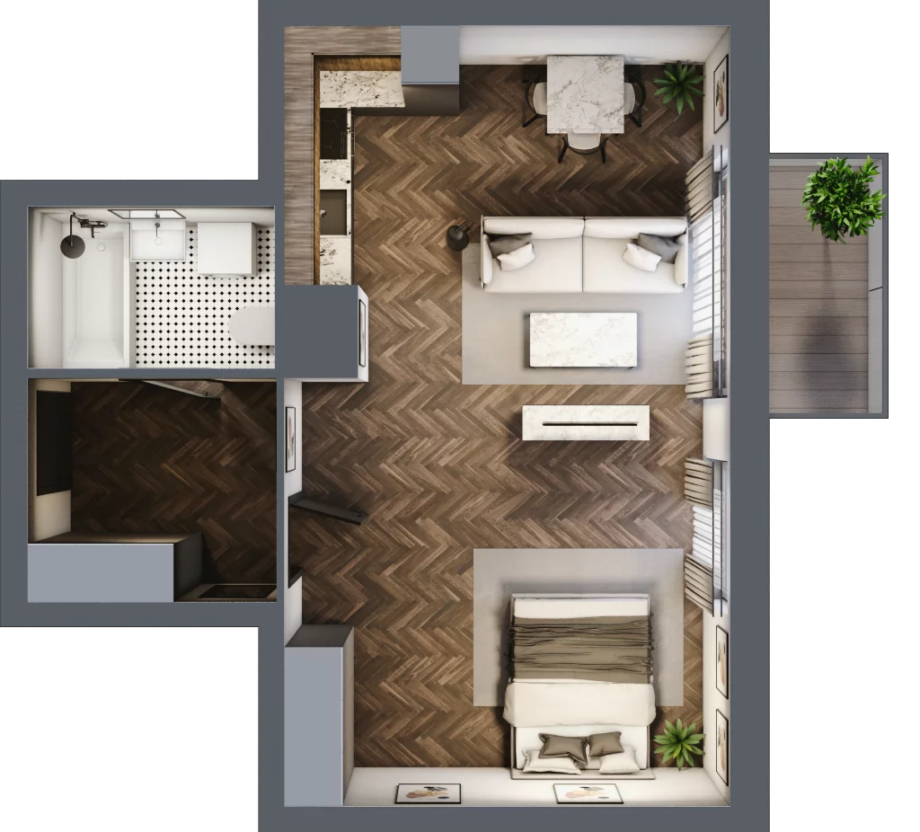 2 pokoje, mieszkanie 45,90 m², piętro 4, oferta nr M111, Osiedle Św. Barbary, Tarnobrzeg, Siarkowiec, ul. Świętej Barbary 9a