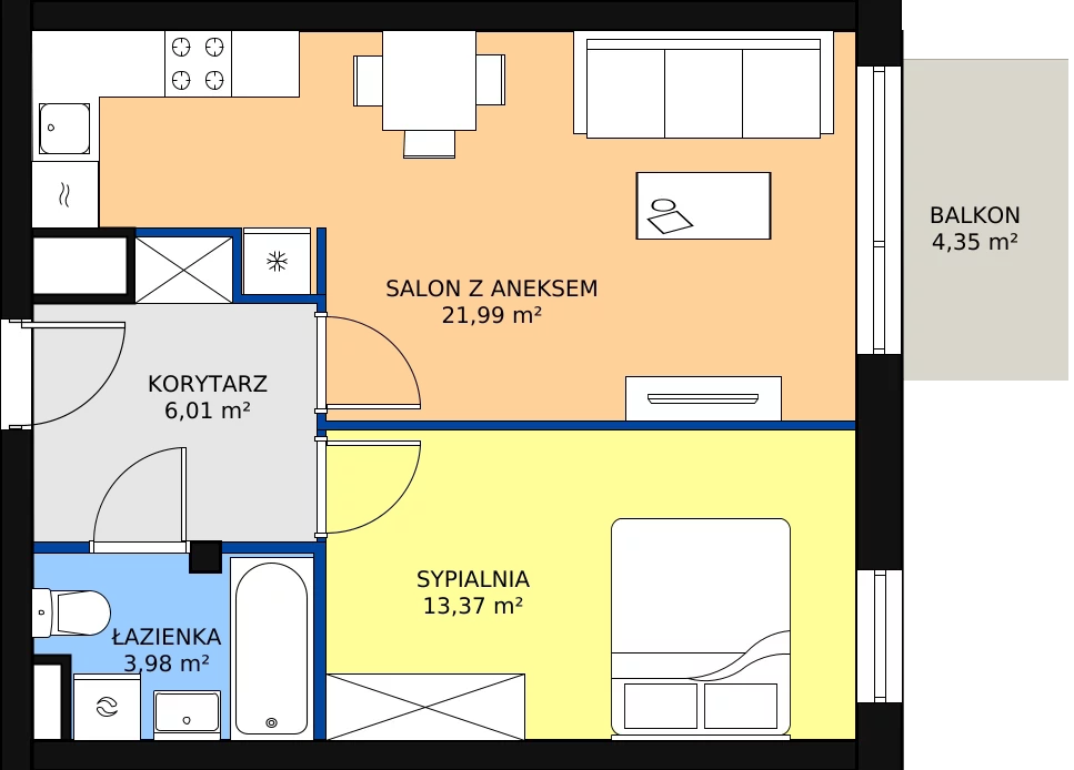 Zalety mieszkania 45.35 m², M115