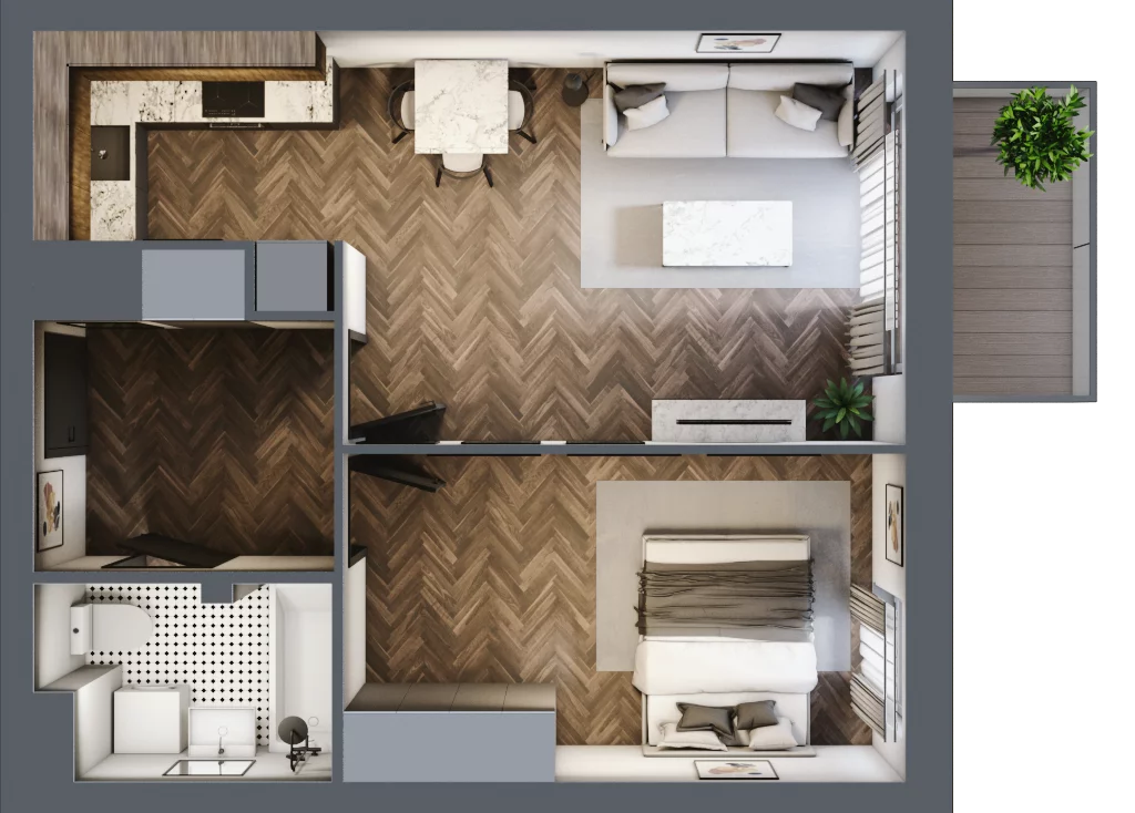 2 pokoje, mieszkanie 45,35 m², piętro 4, oferta nr M115, Osiedle Św. Barbary, Tarnobrzeg, Siarkowiec, ul. Świętej Barbary 9a