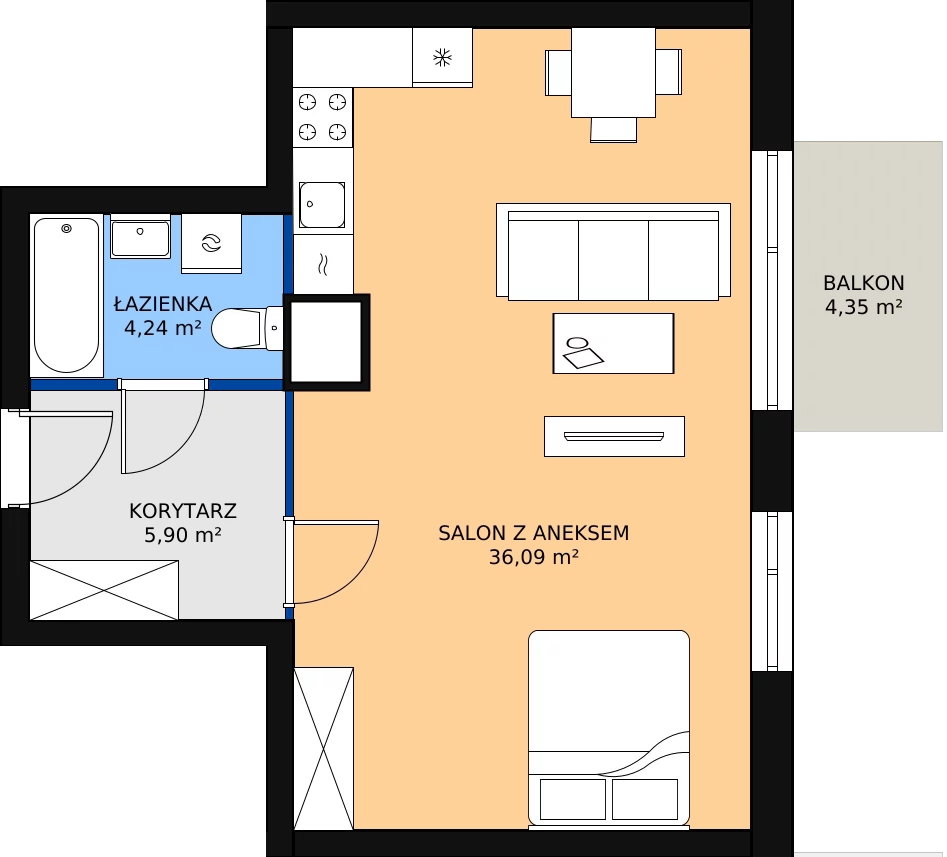 Zalety mieszkania 45.9 m², M119