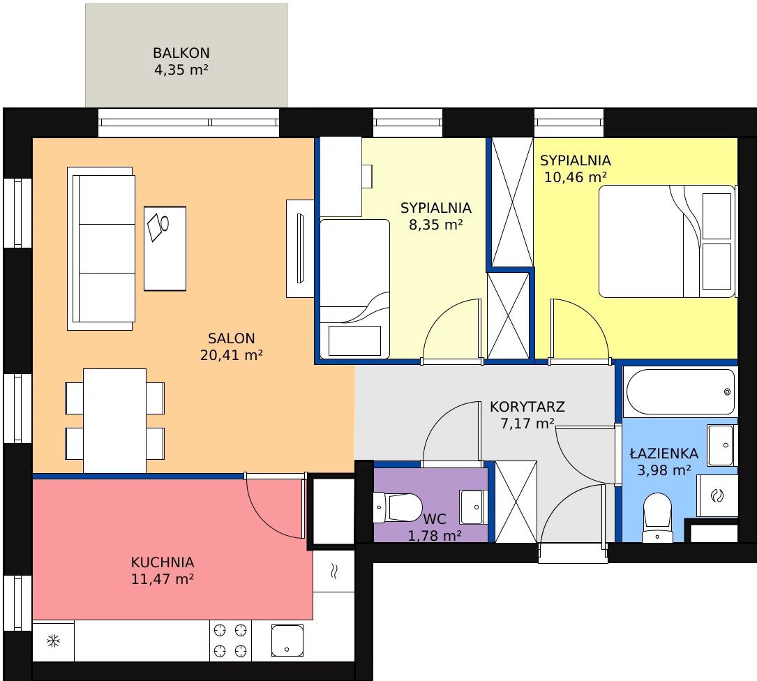 Zalety mieszkania 63.62 m², M133