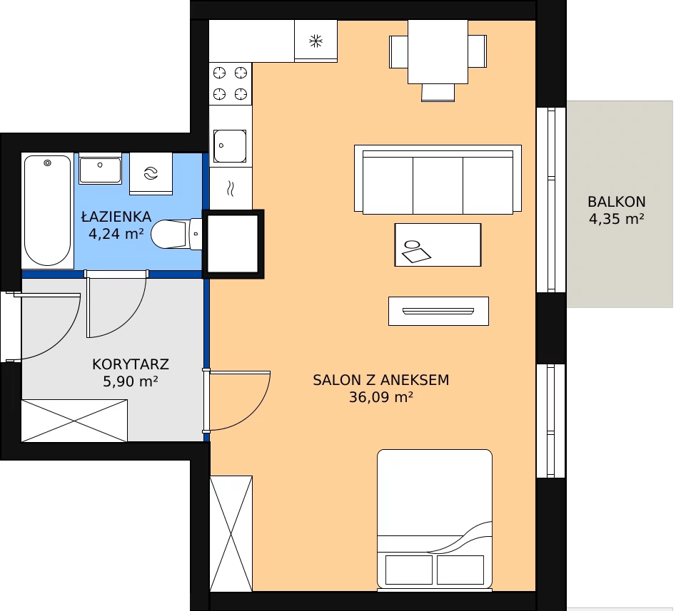Zalety mieszkania 45.9 m², M135