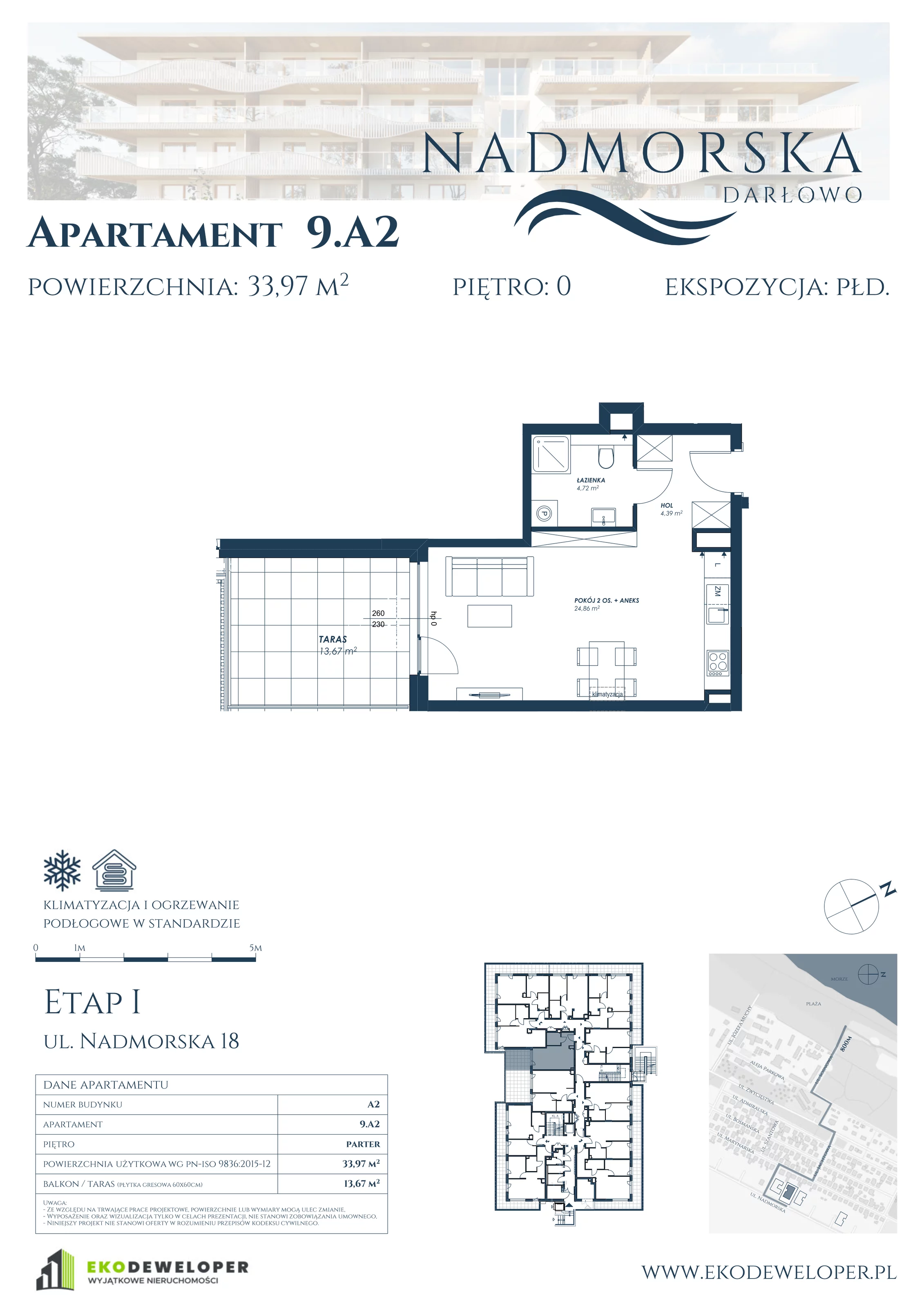 1 pokój, apartament 33,97 m², parter, oferta nr 9_A2, Nadmorska Darłowo, Darłowo, ul. Nadmorska 18