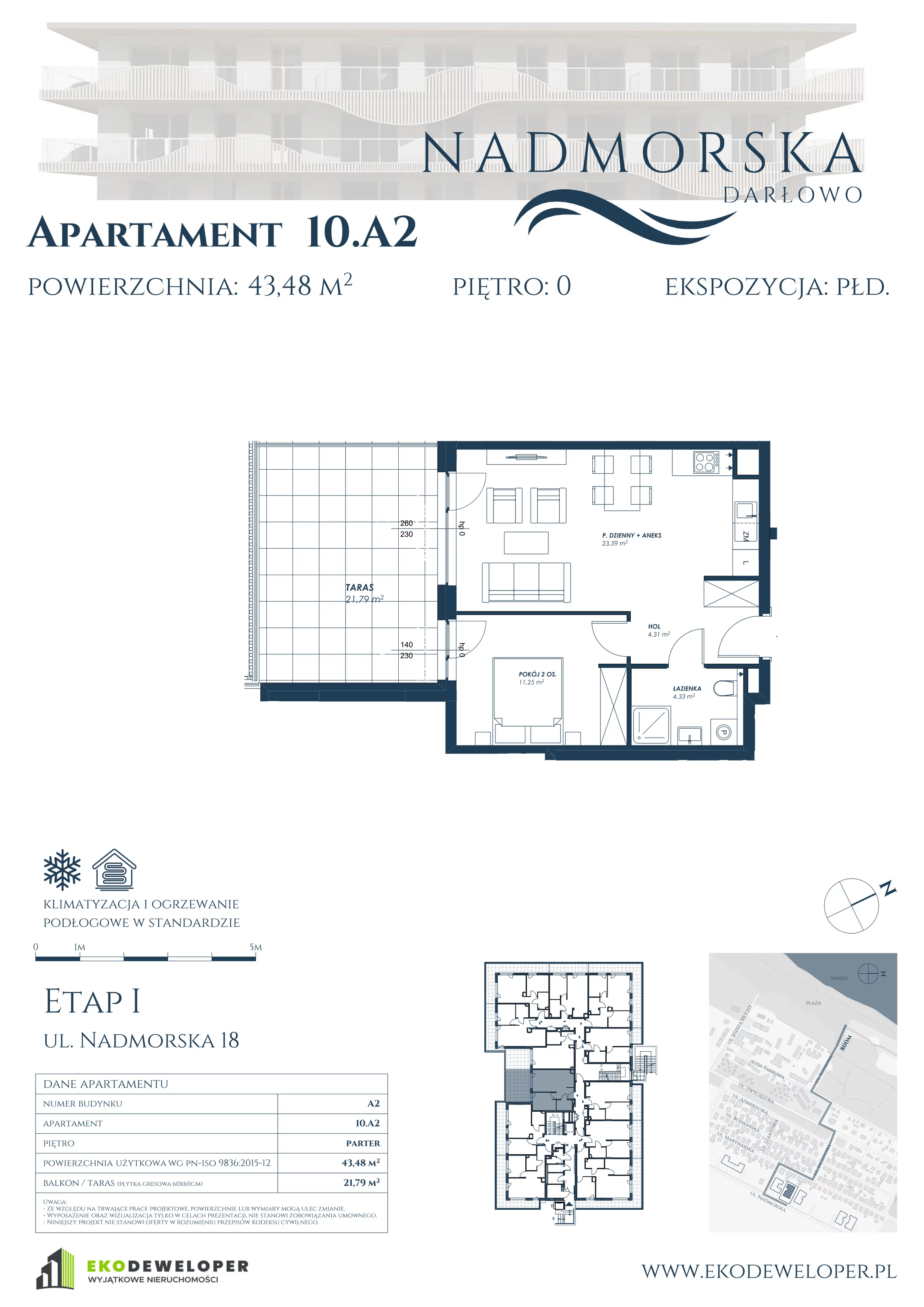 Apartament 43,48 m², parter, oferta nr 10_A2, Nadmorska Darłowo, Darłowo, ul. Nadmorska 18