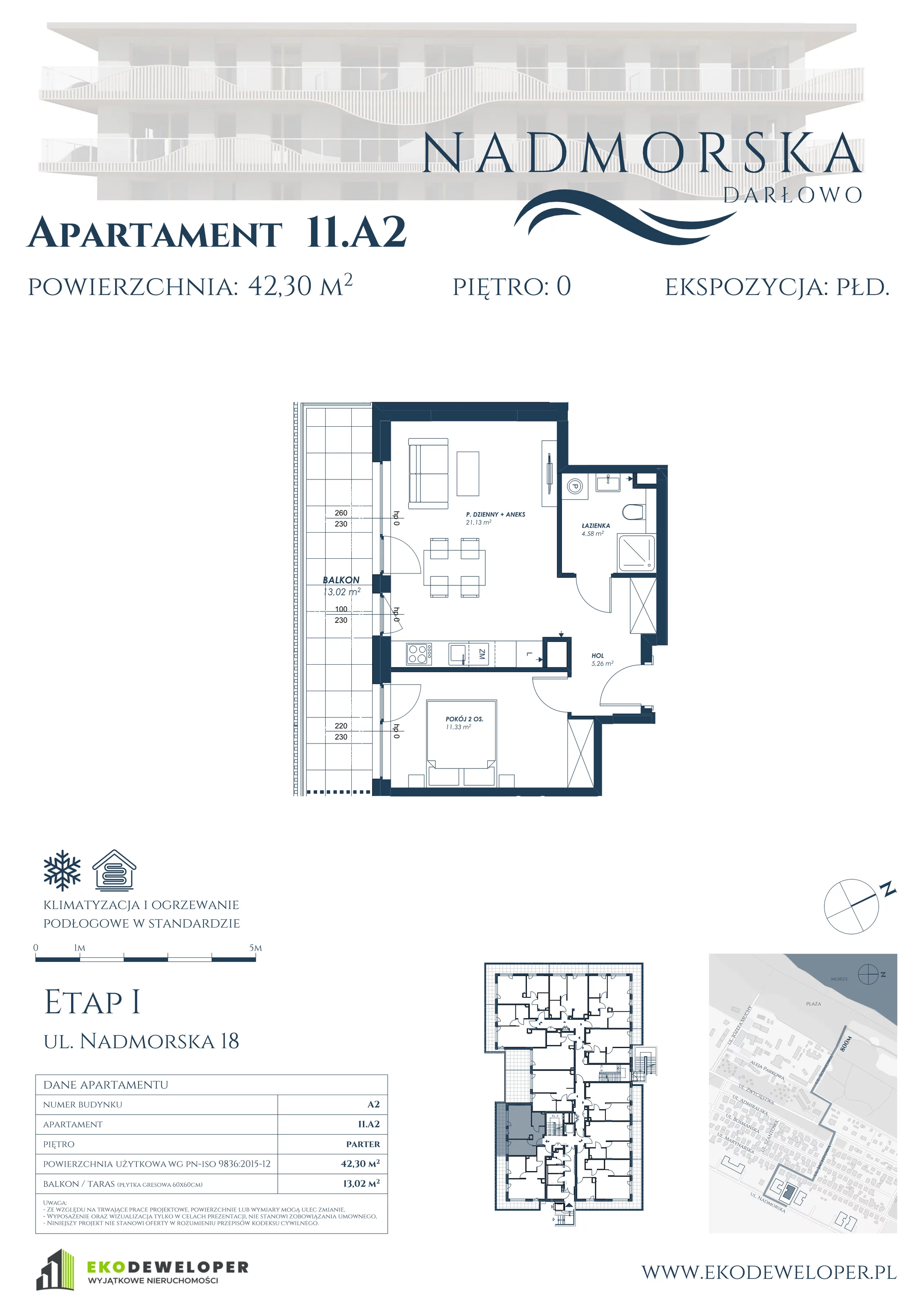 Apartament 42,30 m², parter, oferta nr 11_A2, Nadmorska Darłowo, Darłowo, ul. Nadmorska 18