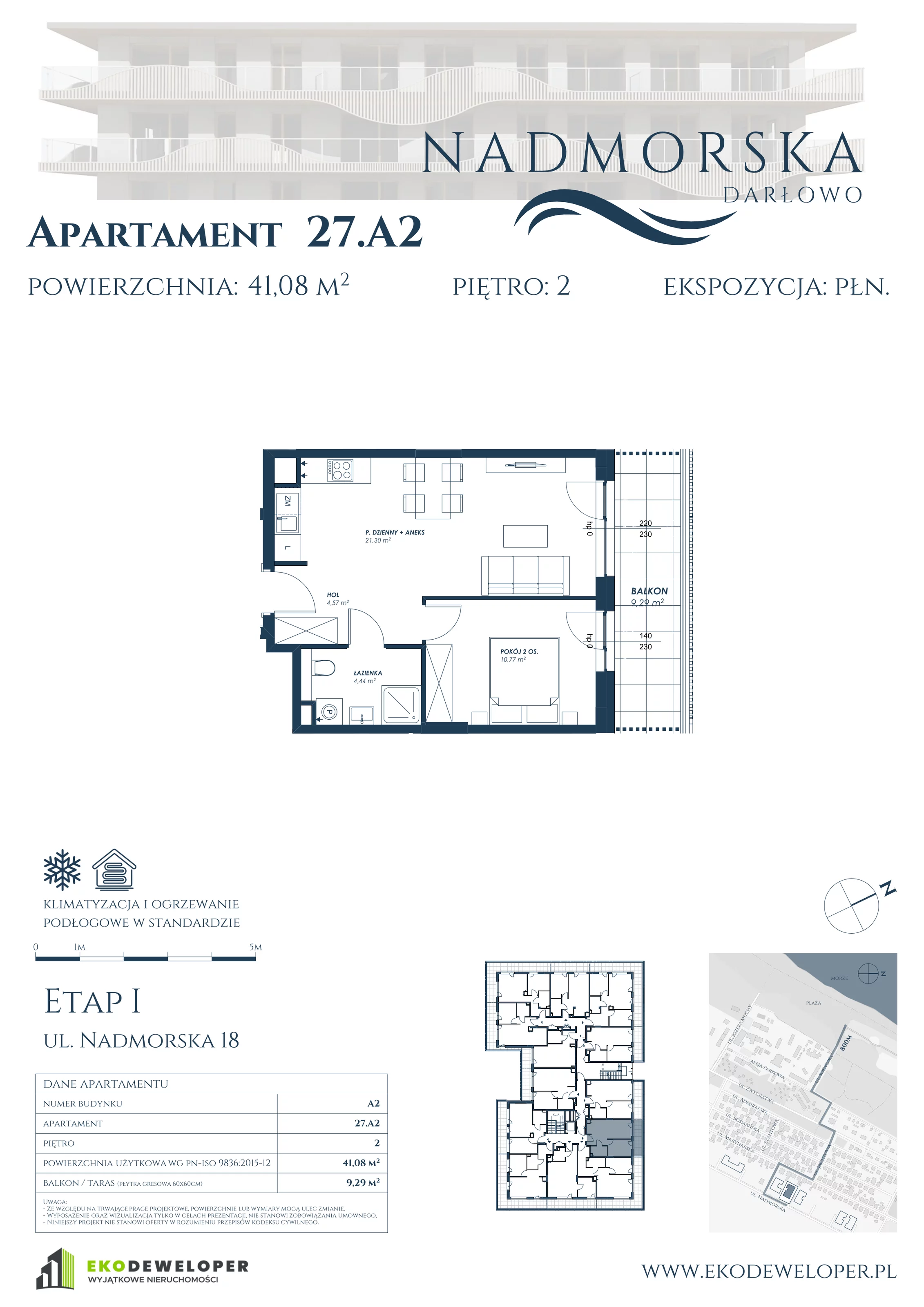 Apartament 41,08 m², piętro 2, oferta nr 27_A2, Nadmorska Darłowo, Darłowo, ul. Nadmorska 18