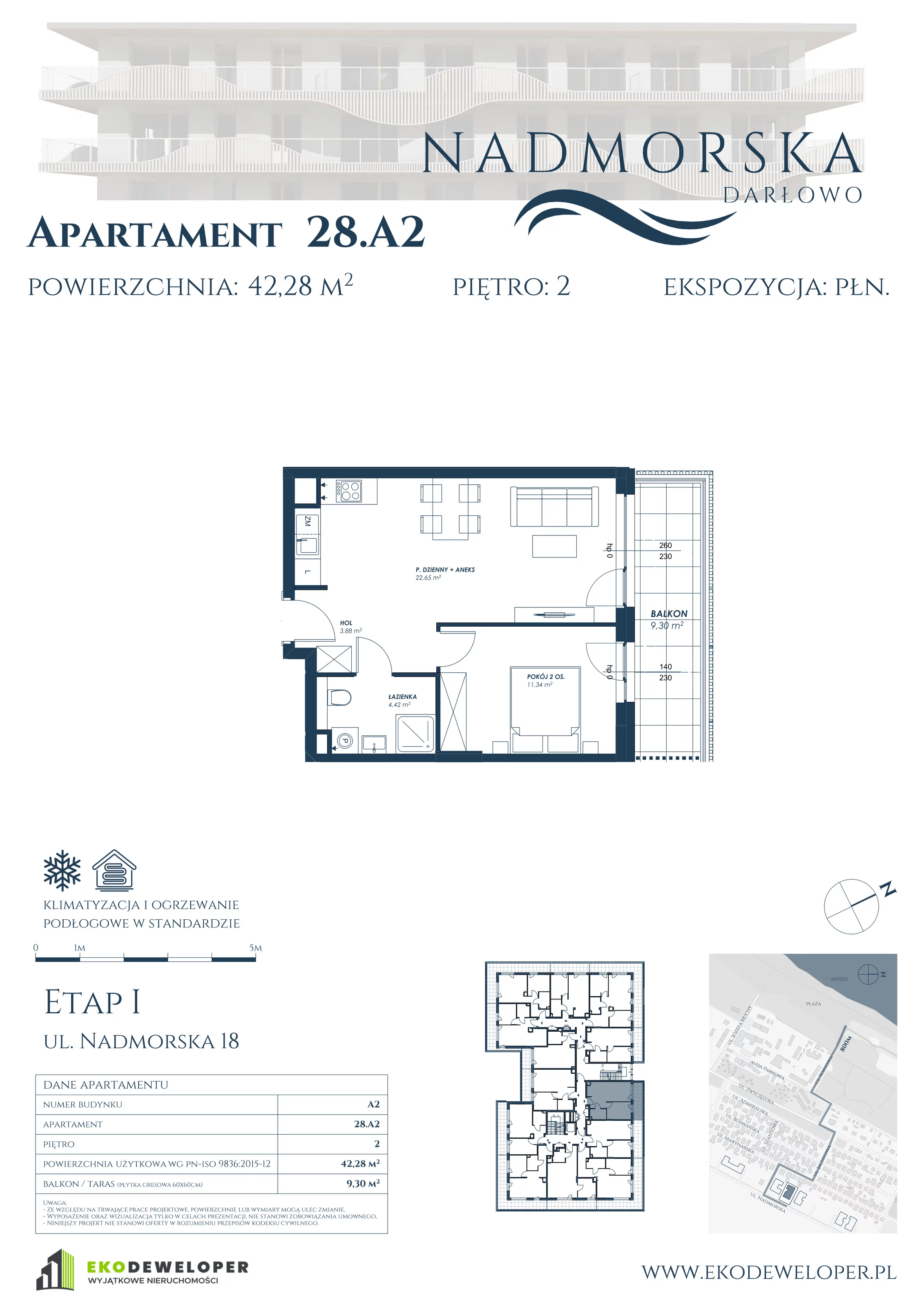 Apartament 42,28 m², piętro 2, oferta nr 28_A2, Nadmorska Darłowo, Darłowo, ul. Nadmorska 18