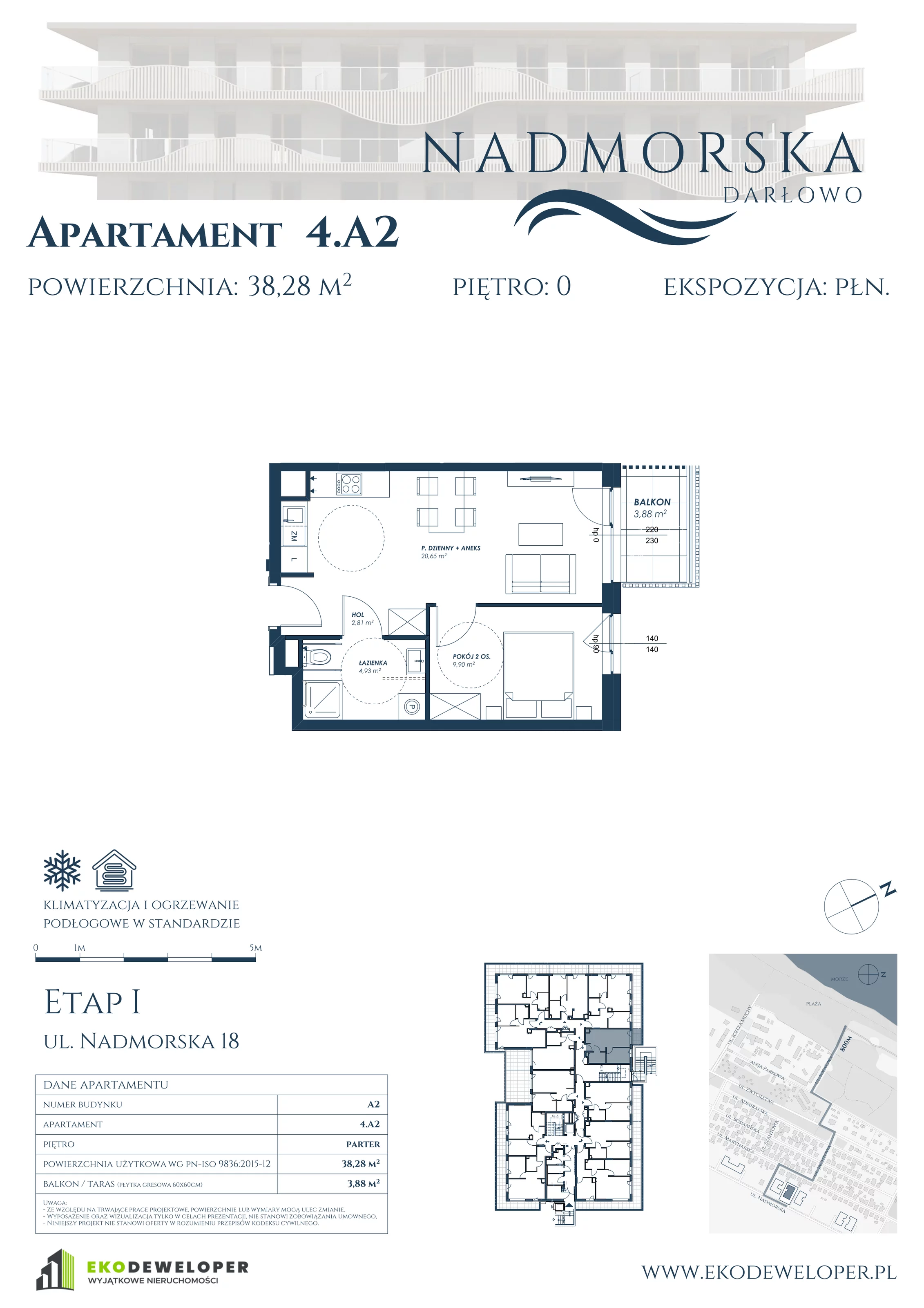 Apartament 38,28 m², parter, oferta nr 4_A2, Nadmorska Darłowo, Darłowo, ul. Nadmorska 18