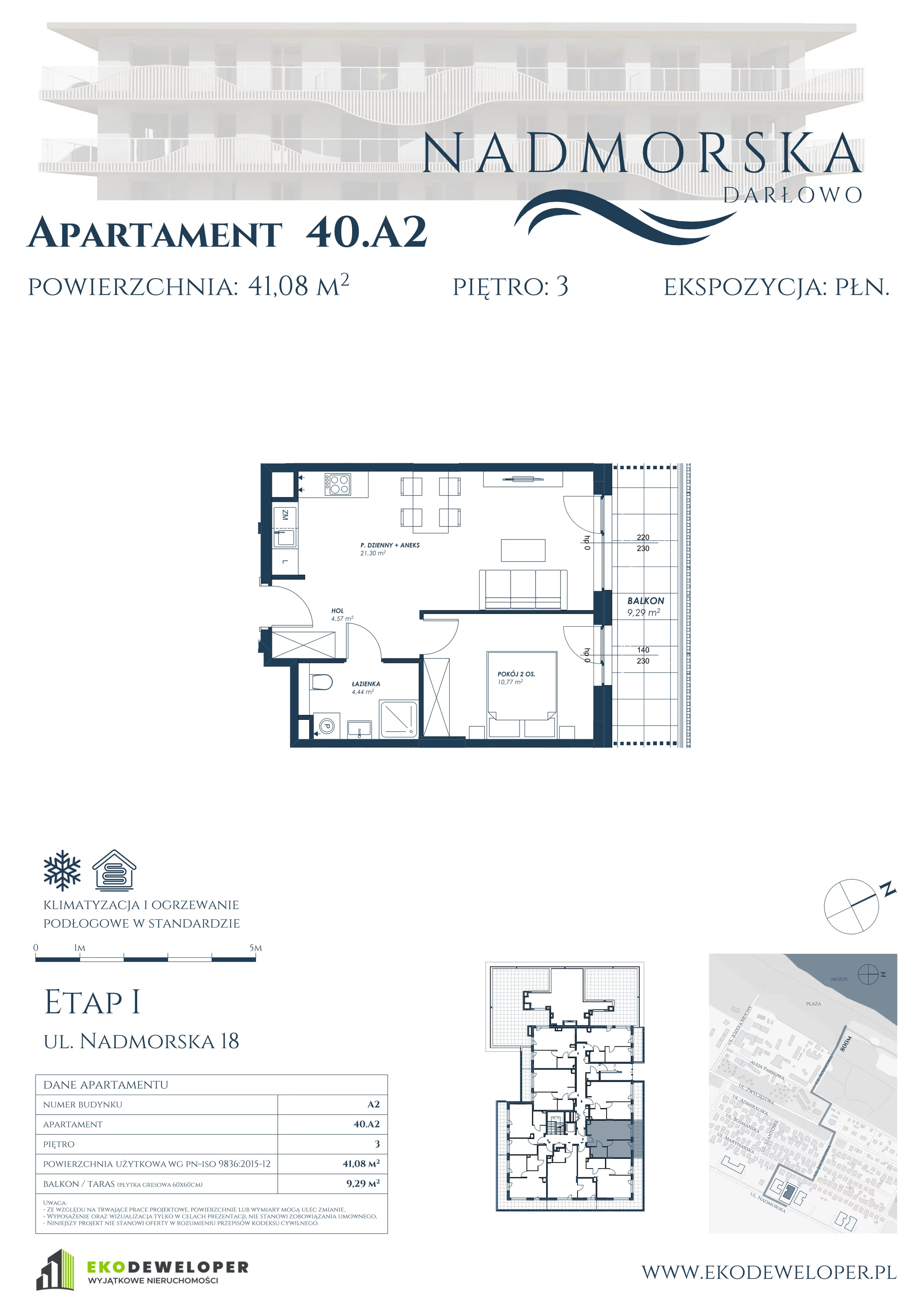 Apartament 41,08 m², piętro 3, oferta nr 40_A2, Nadmorska Darłowo, Darłowo, ul. Nadmorska 18