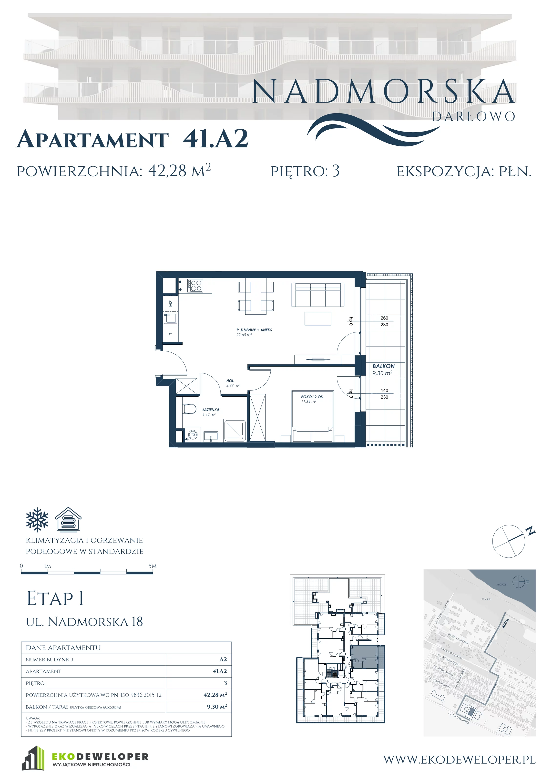 Apartament 42,28 m², piętro 3, oferta nr 41_A2, Nadmorska Darłowo, Darłowo, ul. Nadmorska 18