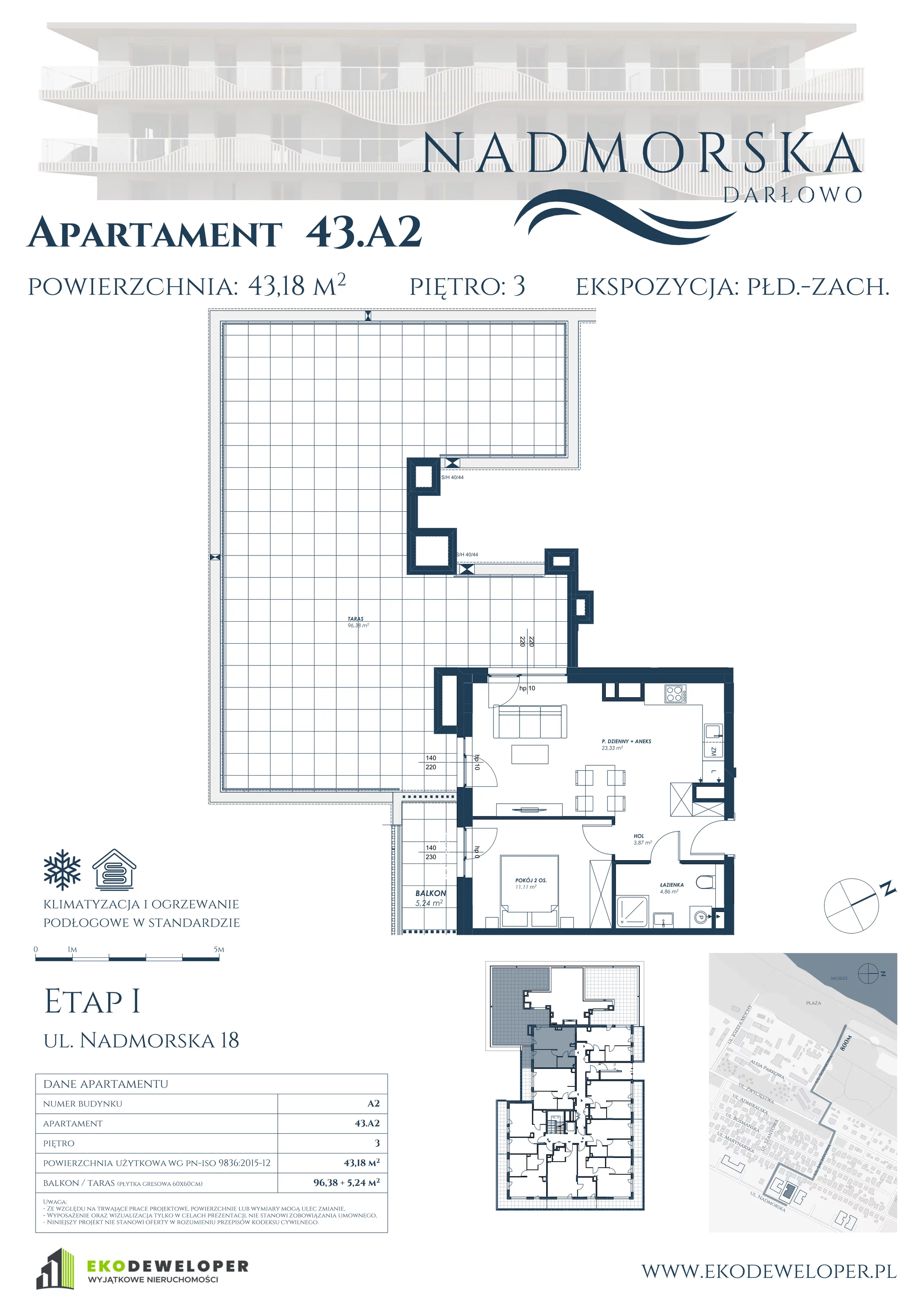 Apartament 43,18 m², piętro 3, oferta nr 43_A2, Nadmorska Darłowo, Darłowo, ul. Nadmorska 18