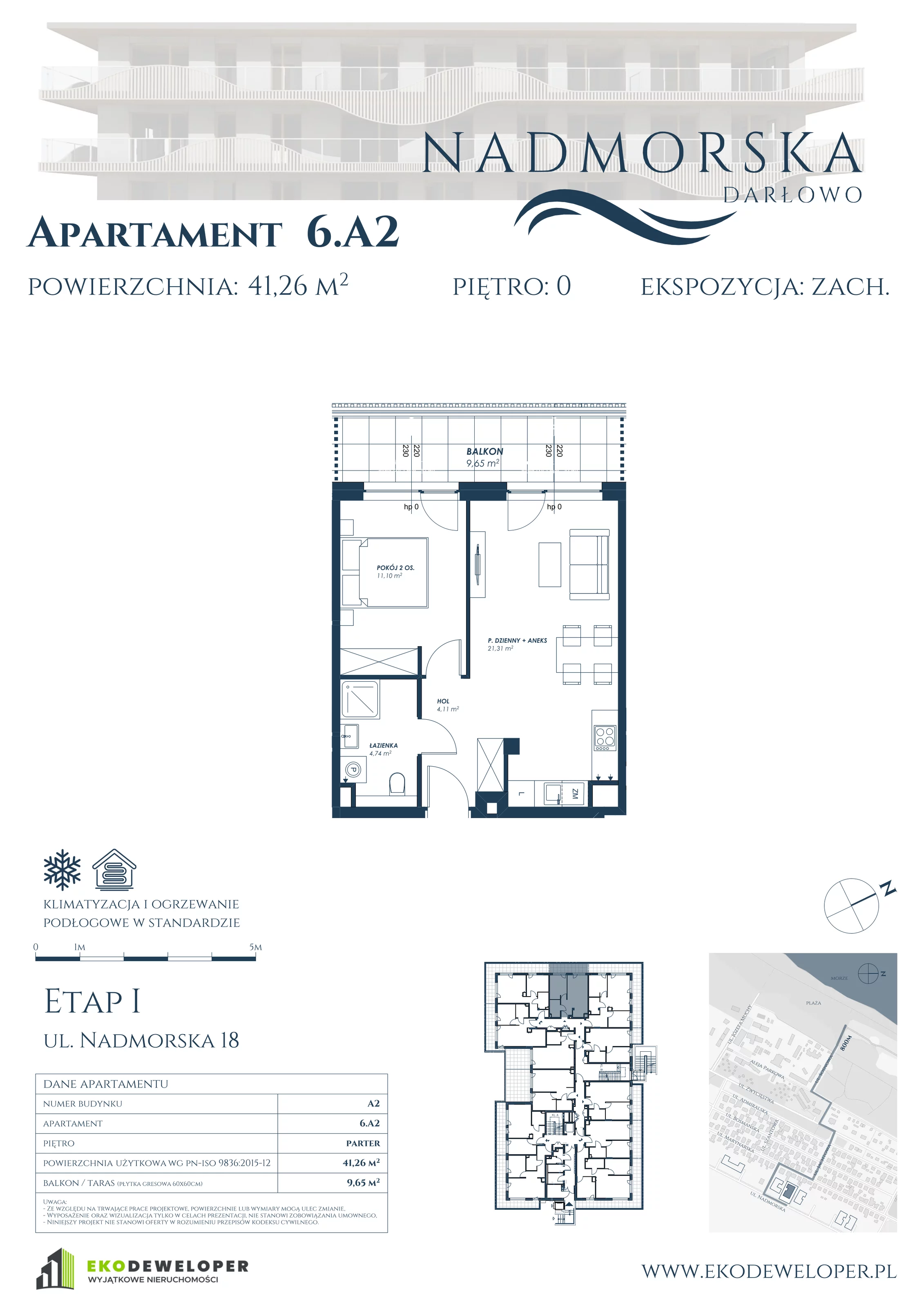 Apartament 41,26 m², parter, oferta nr 6_A2, Nadmorska Darłowo, Darłowo, ul. Nadmorska 18