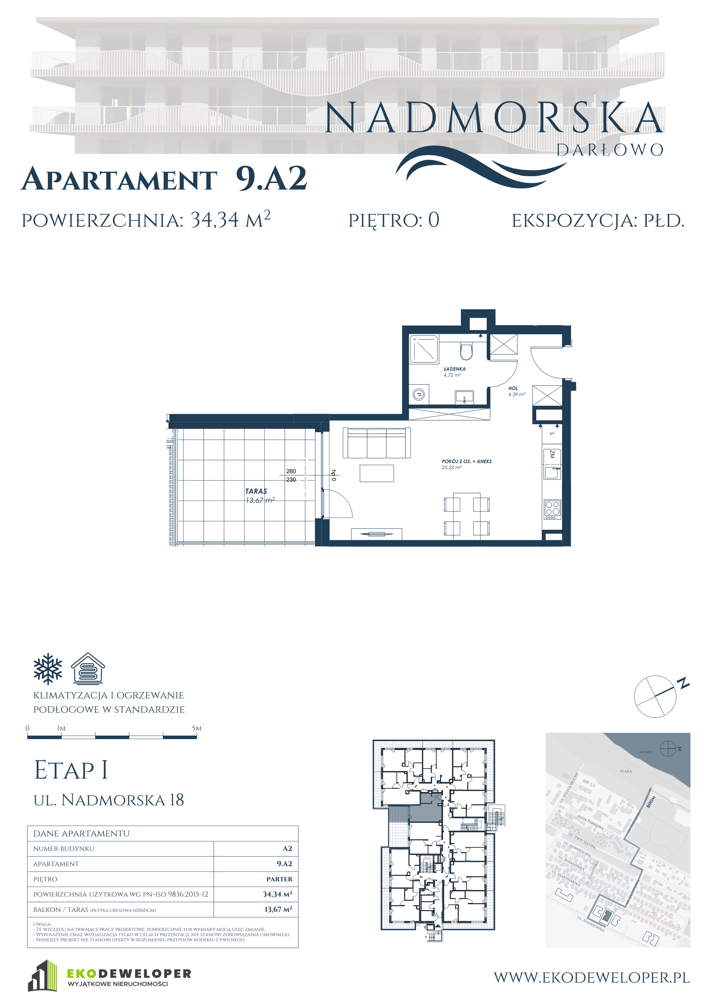 Apartament 34,34 m², parter, oferta nr 9_A1, Nadmorska Darłowo, Darłowo, ul. Nadmorska 18