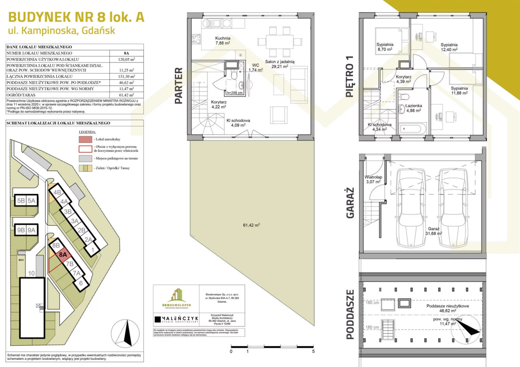 Dom 120,05 m², oferta nr 8A, Kampinova, Gdańsk, Ujeścisko-Łostowice, Łostowice, ul. Kampinoska 10