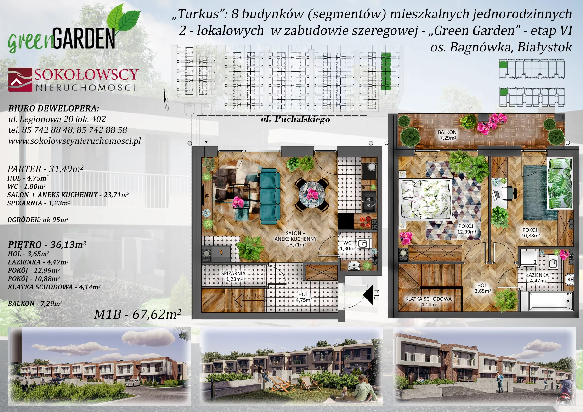 Mieszkanie 67,62 m², parter, oferta nr 1B, Green Garden etap 6, Białystok, Bagnówka, ul. Karola Puchalskiego