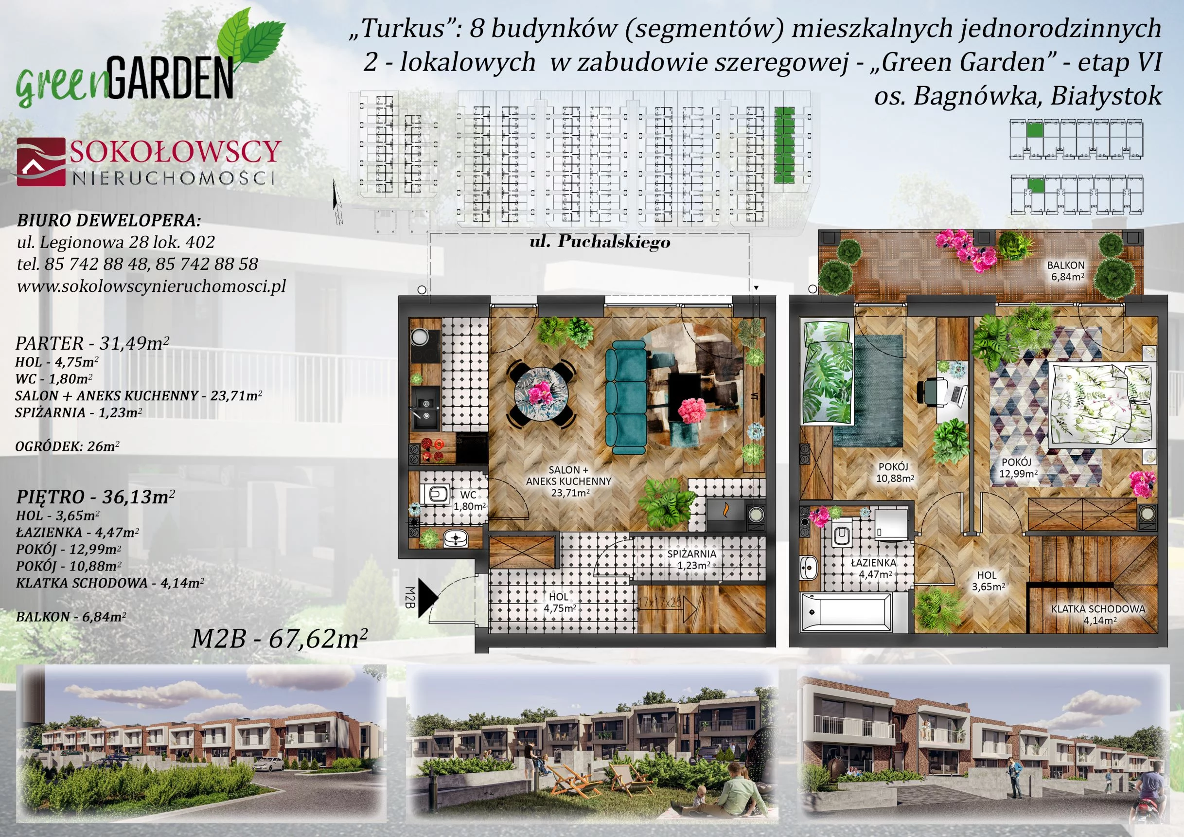 Mieszkanie 67,62 m², parter, oferta nr 2B, Green Garden etap 6, Białystok, Wygoda, Bagnówka, ul. Karola Puchalskiego