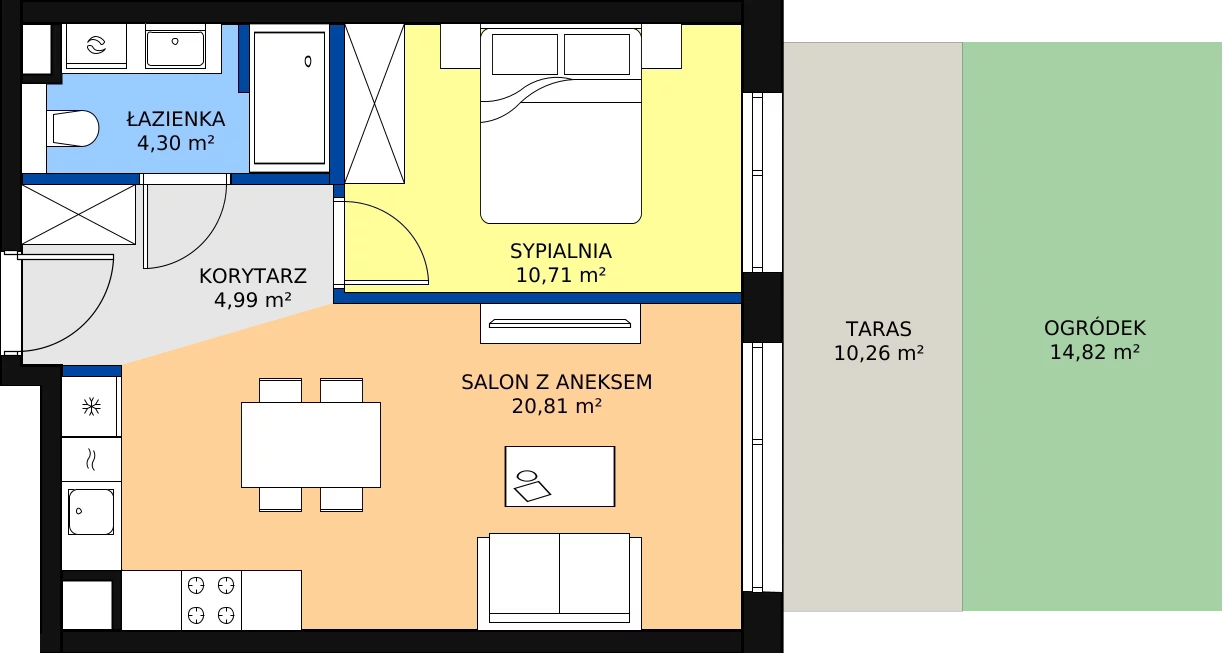Zalety apartamentu 40.81 m², B/104