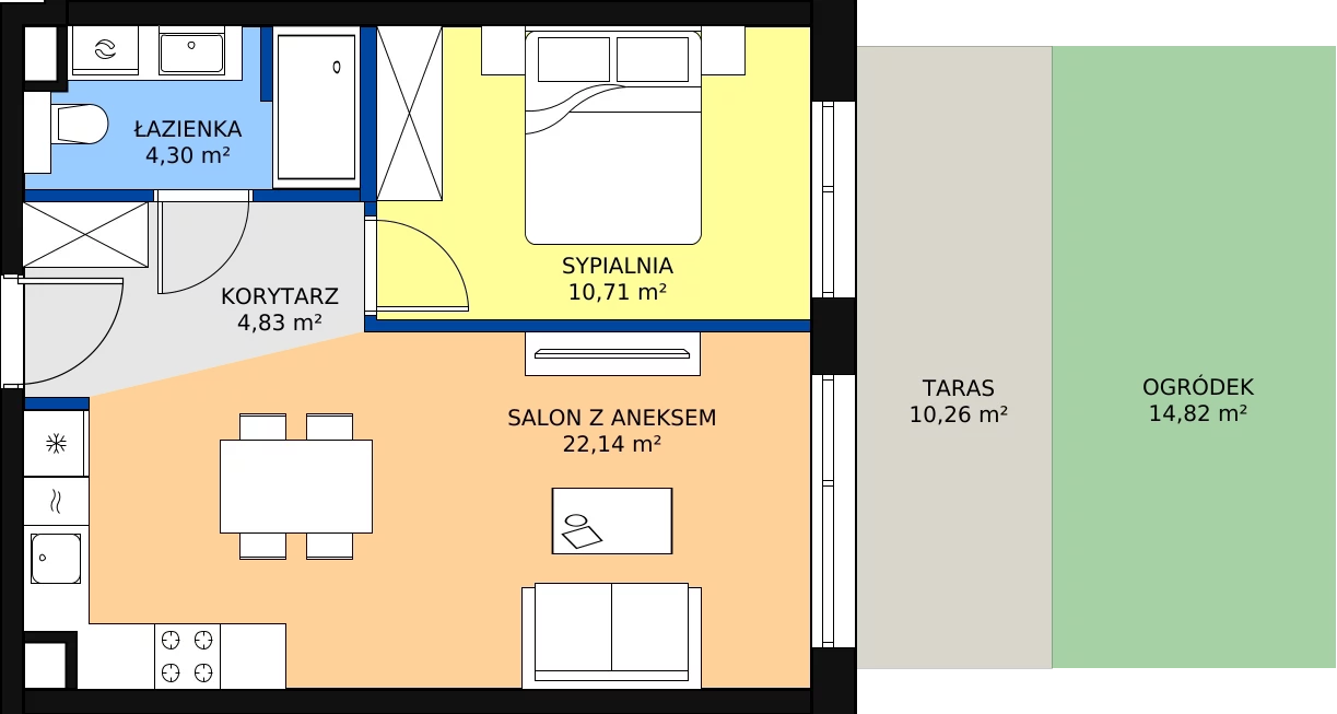 Zalety apartamentu 41.98 m², B/105