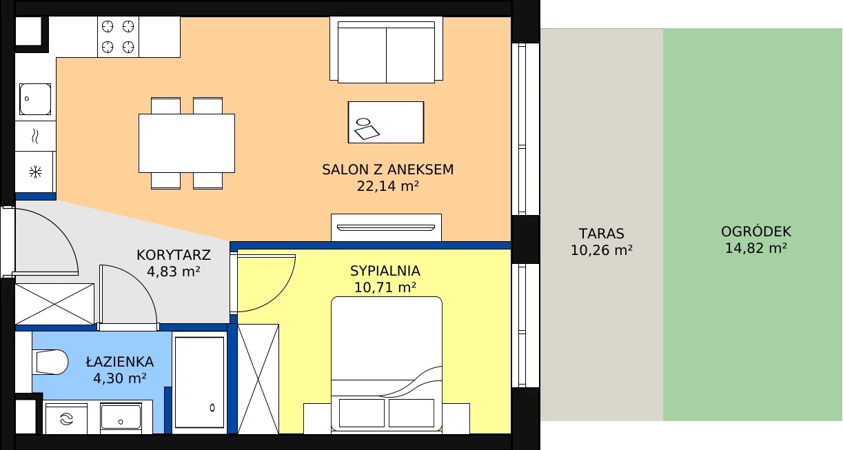 Zalety apartamentu 41.98 m², B/106