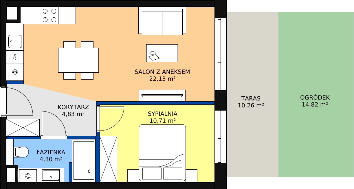 Zalety apartamentu 41.97 m², B/107