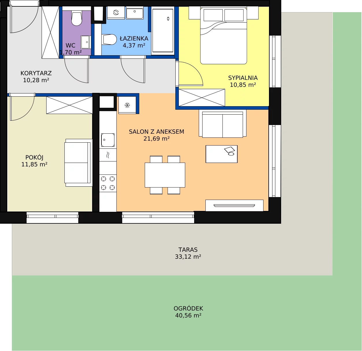 Zalety apartamentu 60.74 m², B/109
