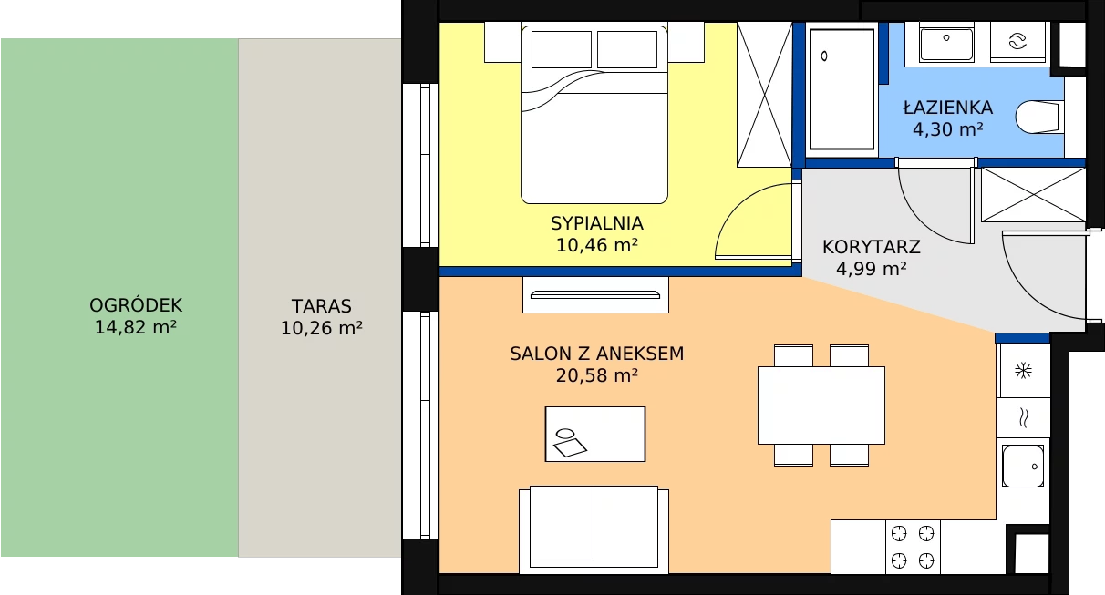 Zalety apartamentu 40.33 m², B/110