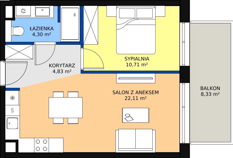 Zalety apartamentu 41.95 m², B/204