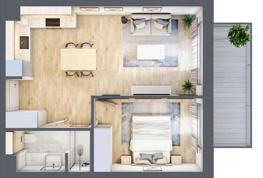 2 pokoje, apartament 41,95 m², piętro 1, oferta nr B/205, Rezydencja Niechorze, Niechorze, ul. Szczecińska 3