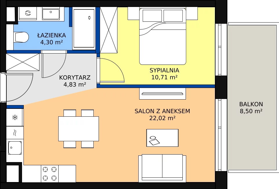 Zalety apartamentu 41.86 m², B/207