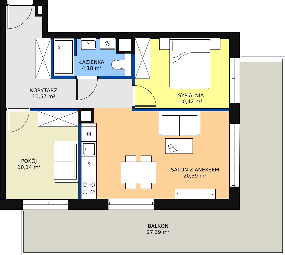 Zalety apartamentu 55.7 m², B/208