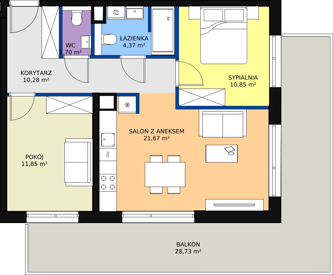 Zalety apartamentu 60.72 m², B/209
