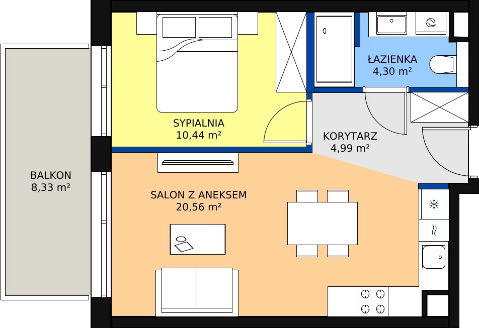 Zalety apartamentu 40.29 m², B/210