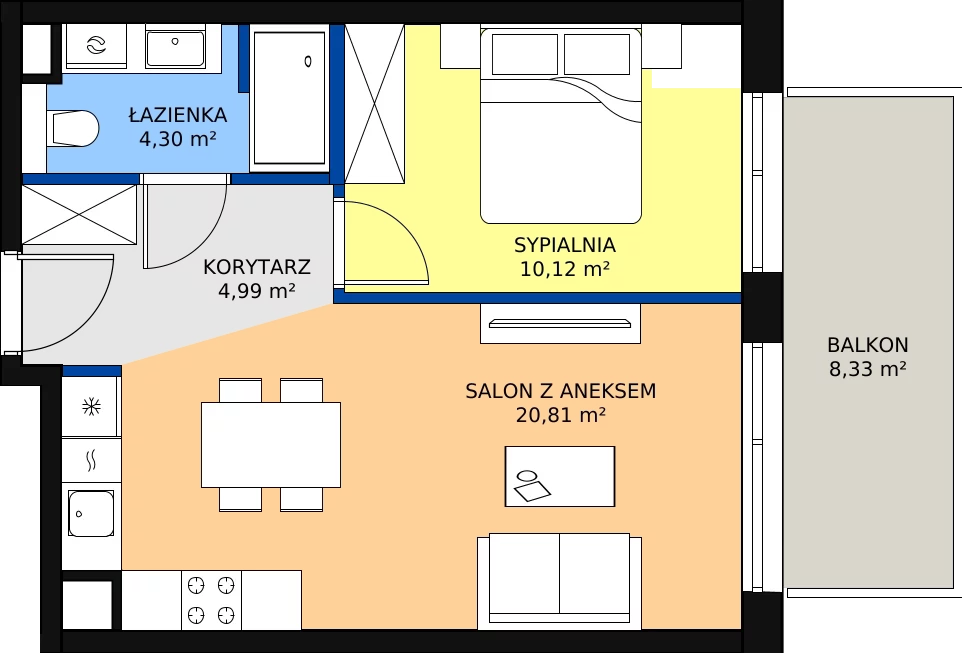 Zalety apartamentu 40.22 m², B/304