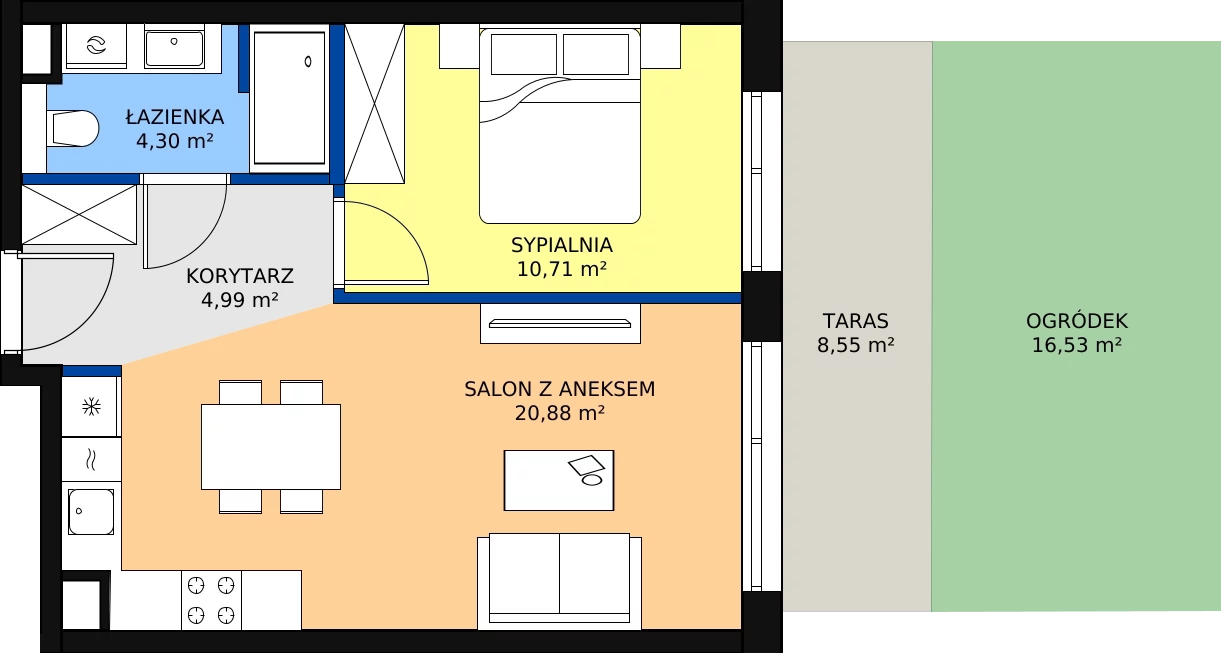 Zalety apartamentu 40.88 m², C/102