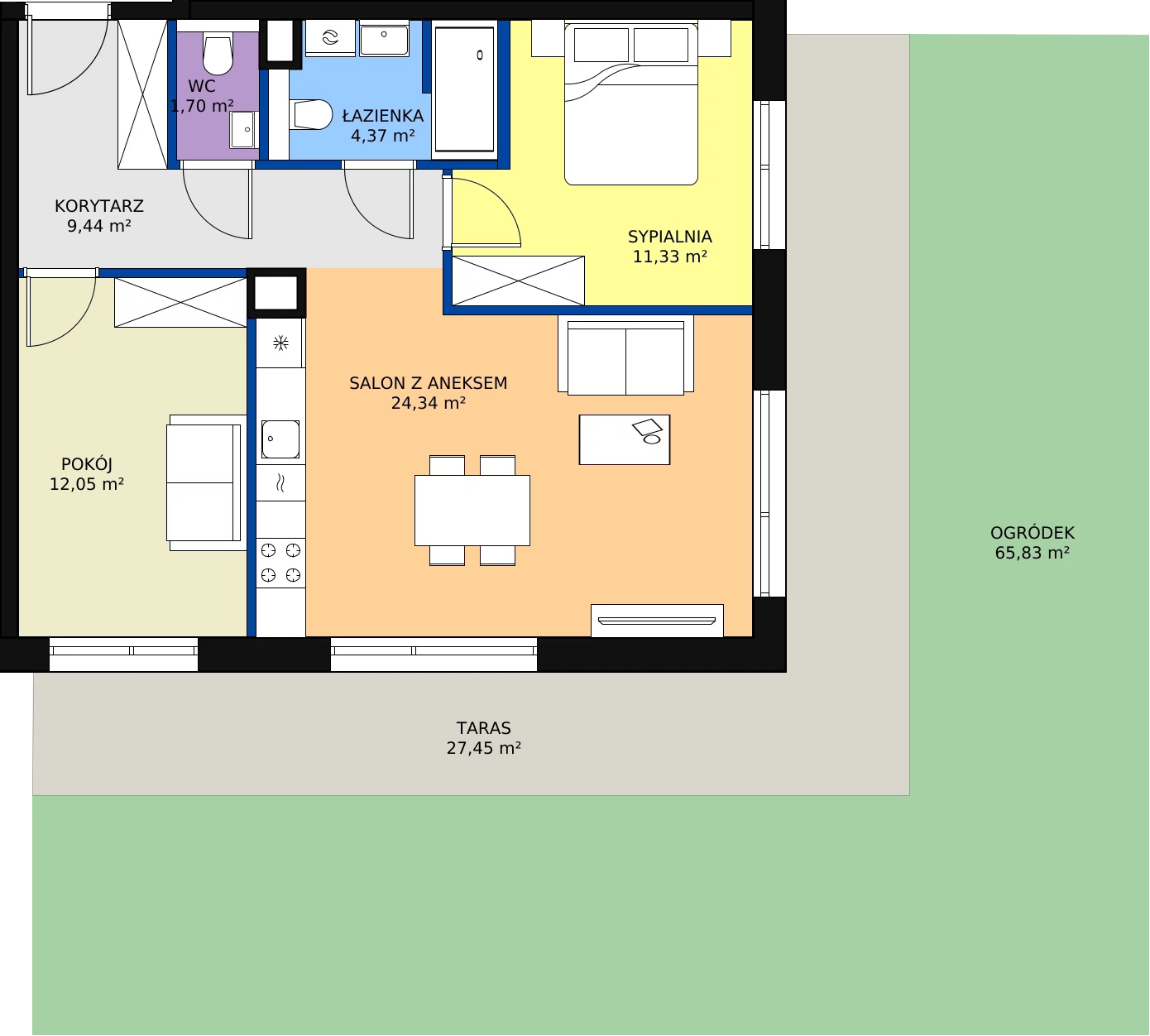 Zalety apartamentu 63.23 m², C/103