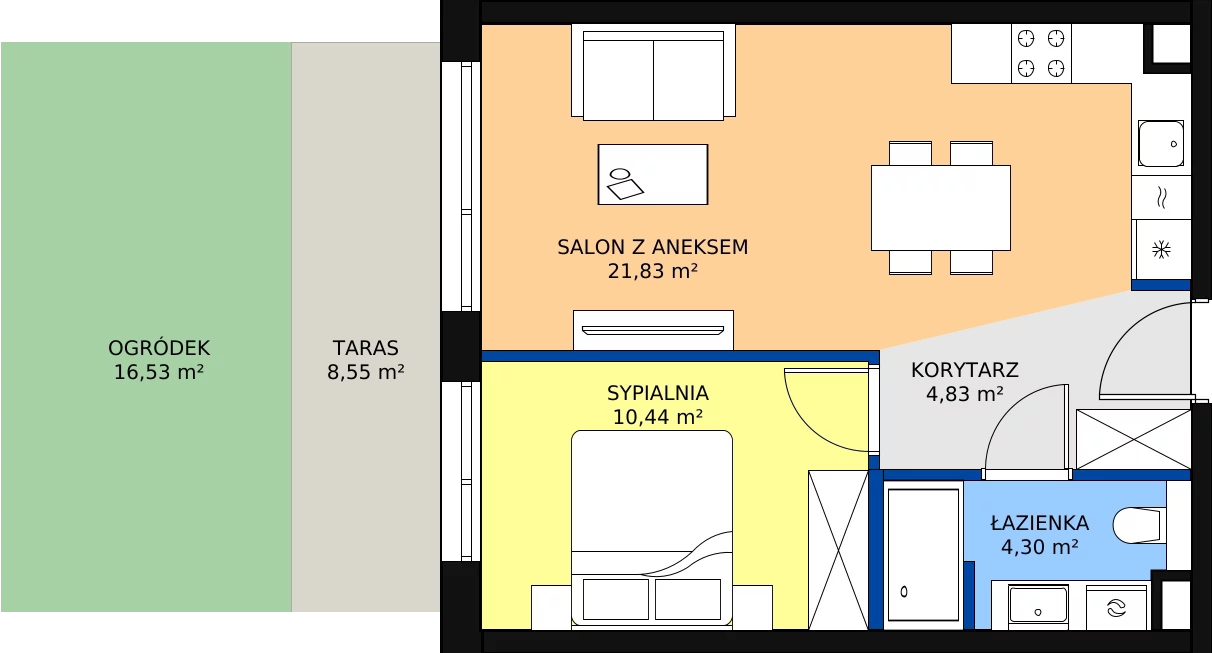 Zalety apartamentu 41.4 m², C/105