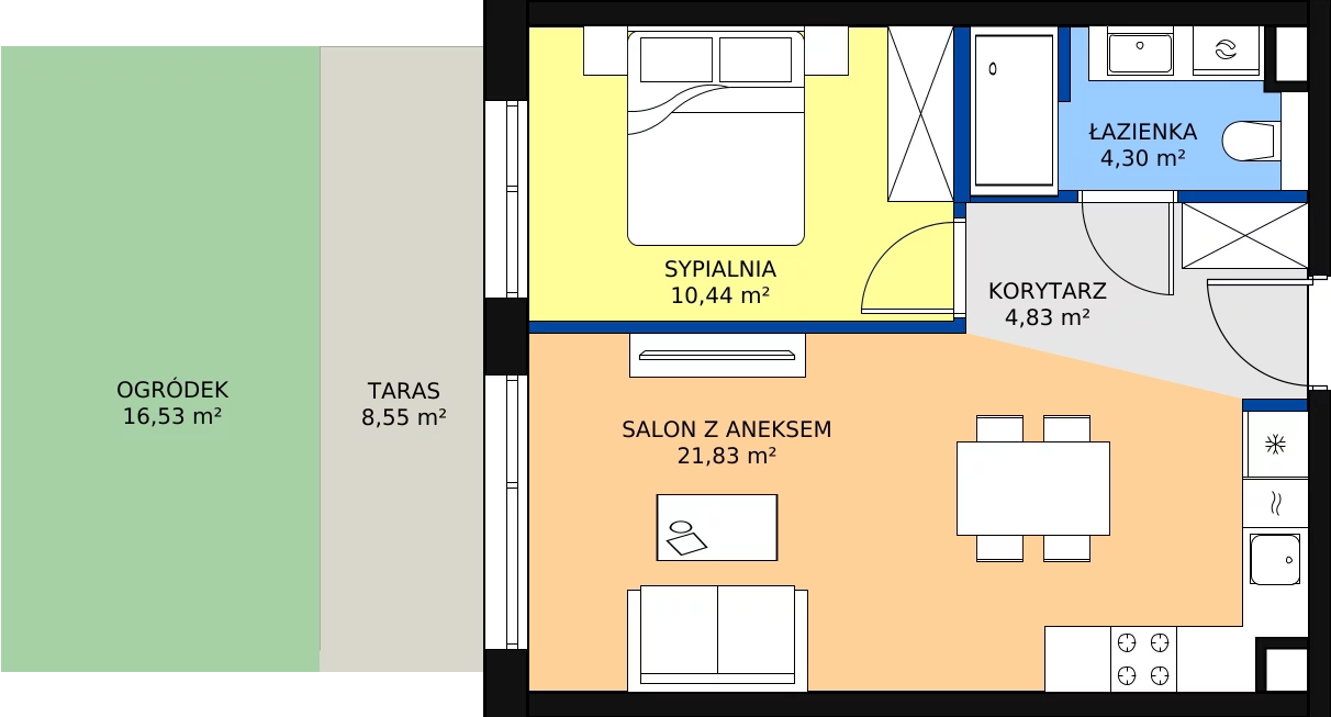 Zalety apartamentu 41.4 m², C/106