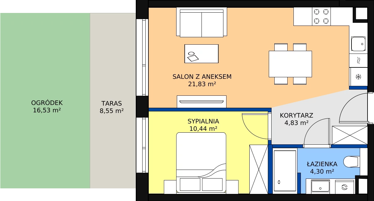 Zalety apartamentu 41.4 m², C/107