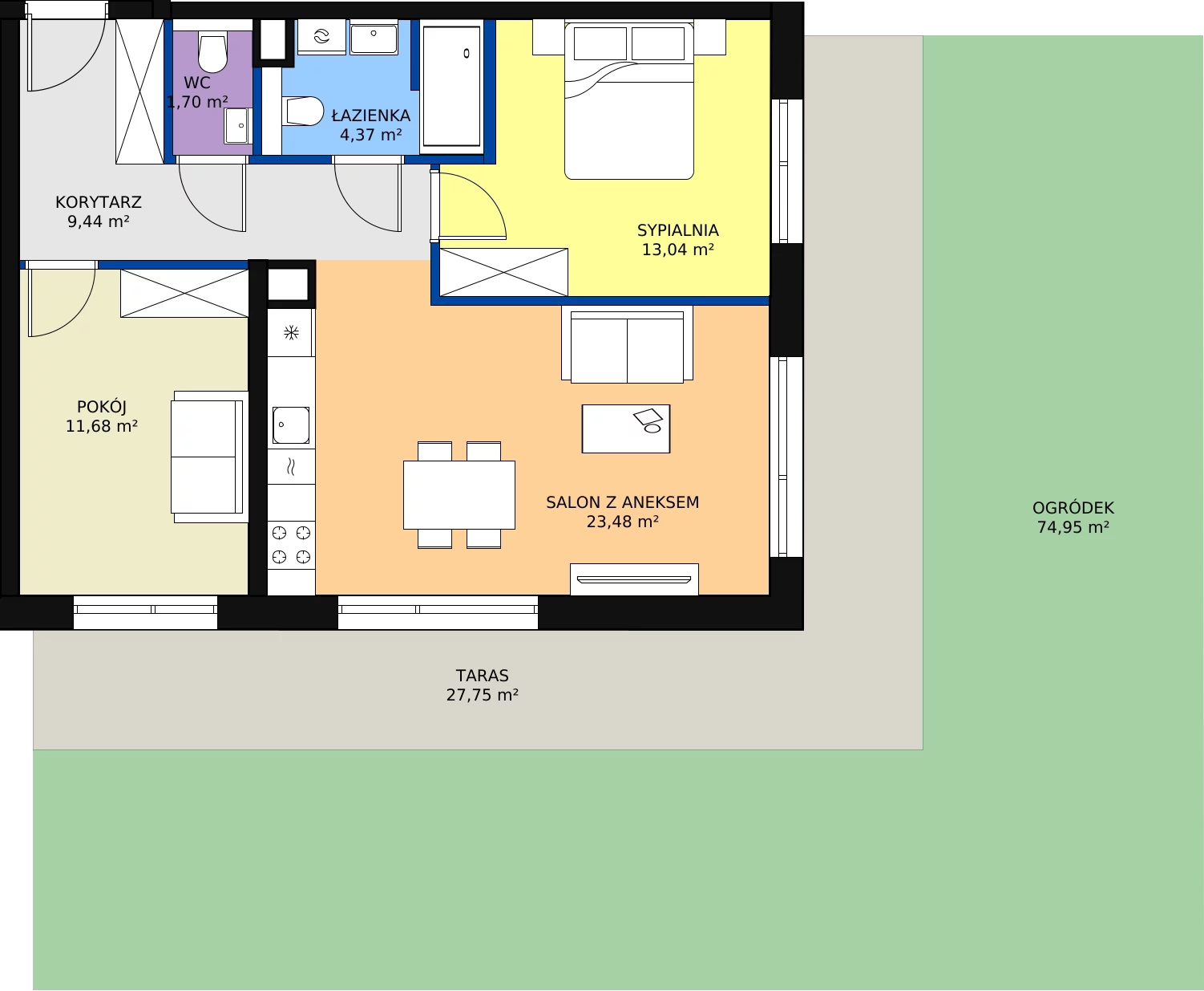 Zalety apartamentu 63.71 m², C/114