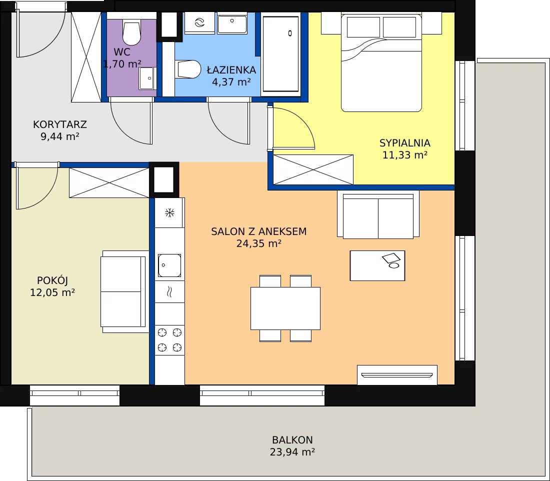 Zalety apartamentu 63.24 m², C/203