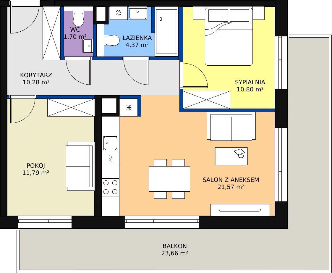 Zalety apartamentu 60.51 m², C/204