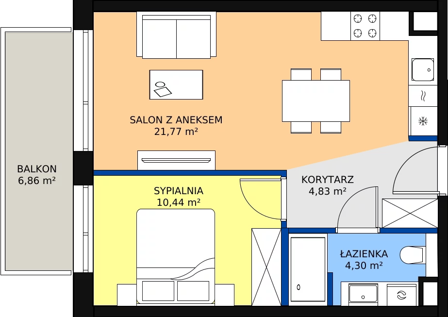 Zalety apartamentu 41.34 m², C/205